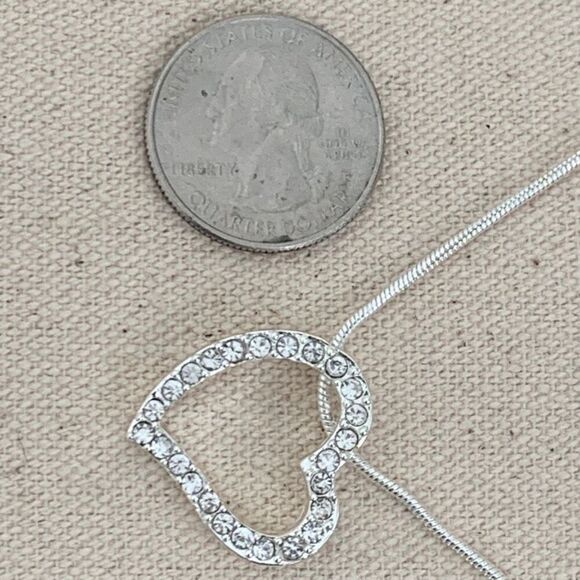 Set of 2 Open Heart Necklaces made with Swarovski Crystals, Rhodium, Gift-Ready - Picture 8 of 8